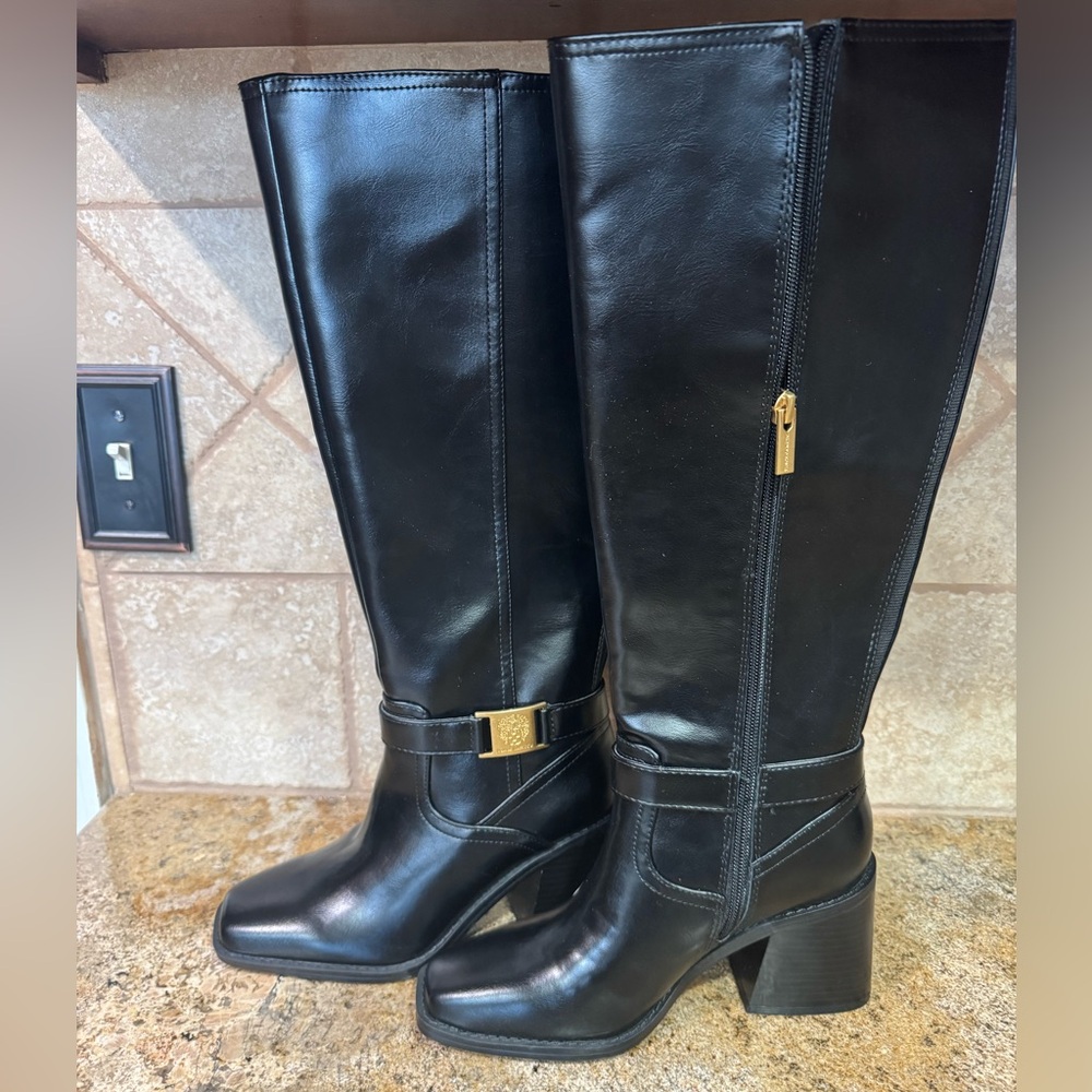 Vince Camuto Women's Leather Tall Riding Boots Black Equestrian 5.5 new